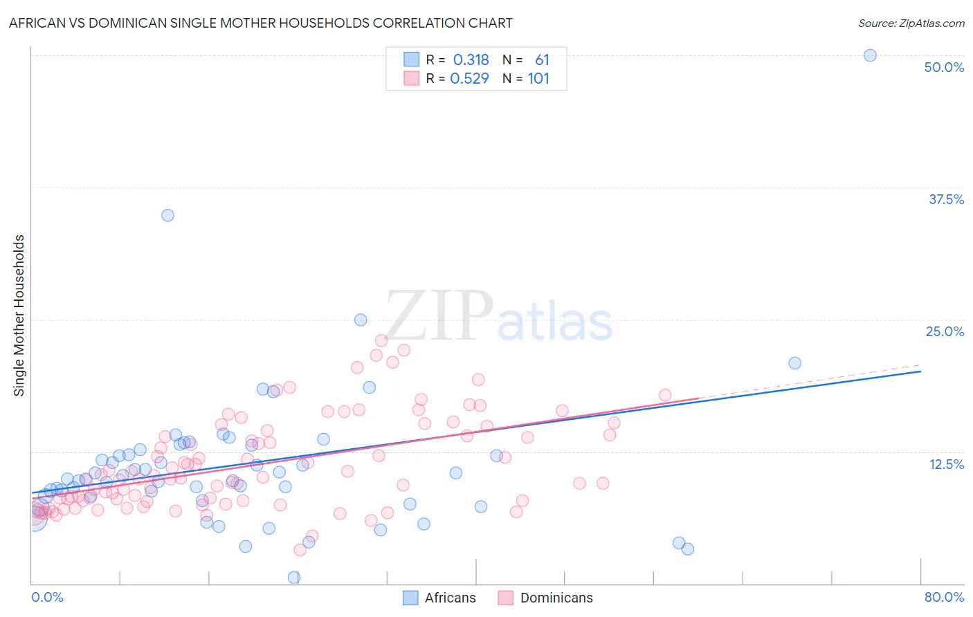 African vs Dominican Single Mother Households