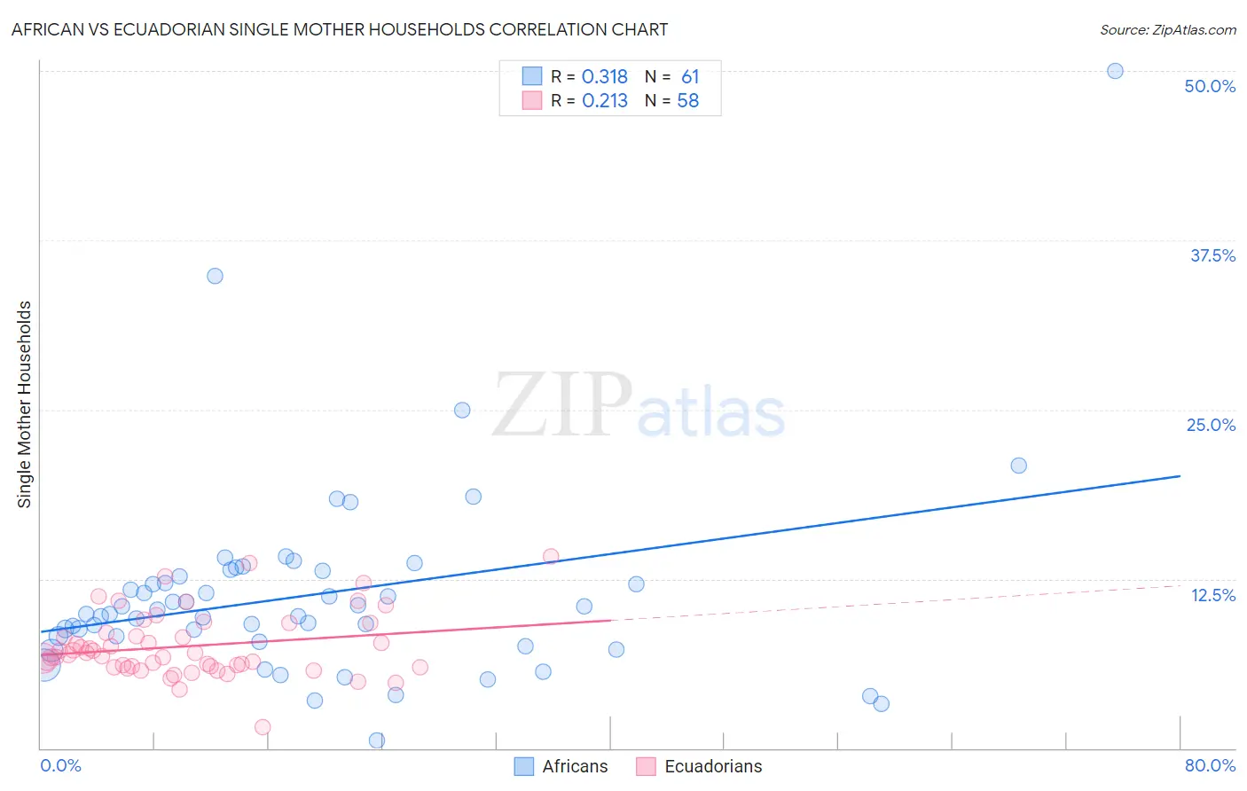 African vs Ecuadorian Single Mother Households