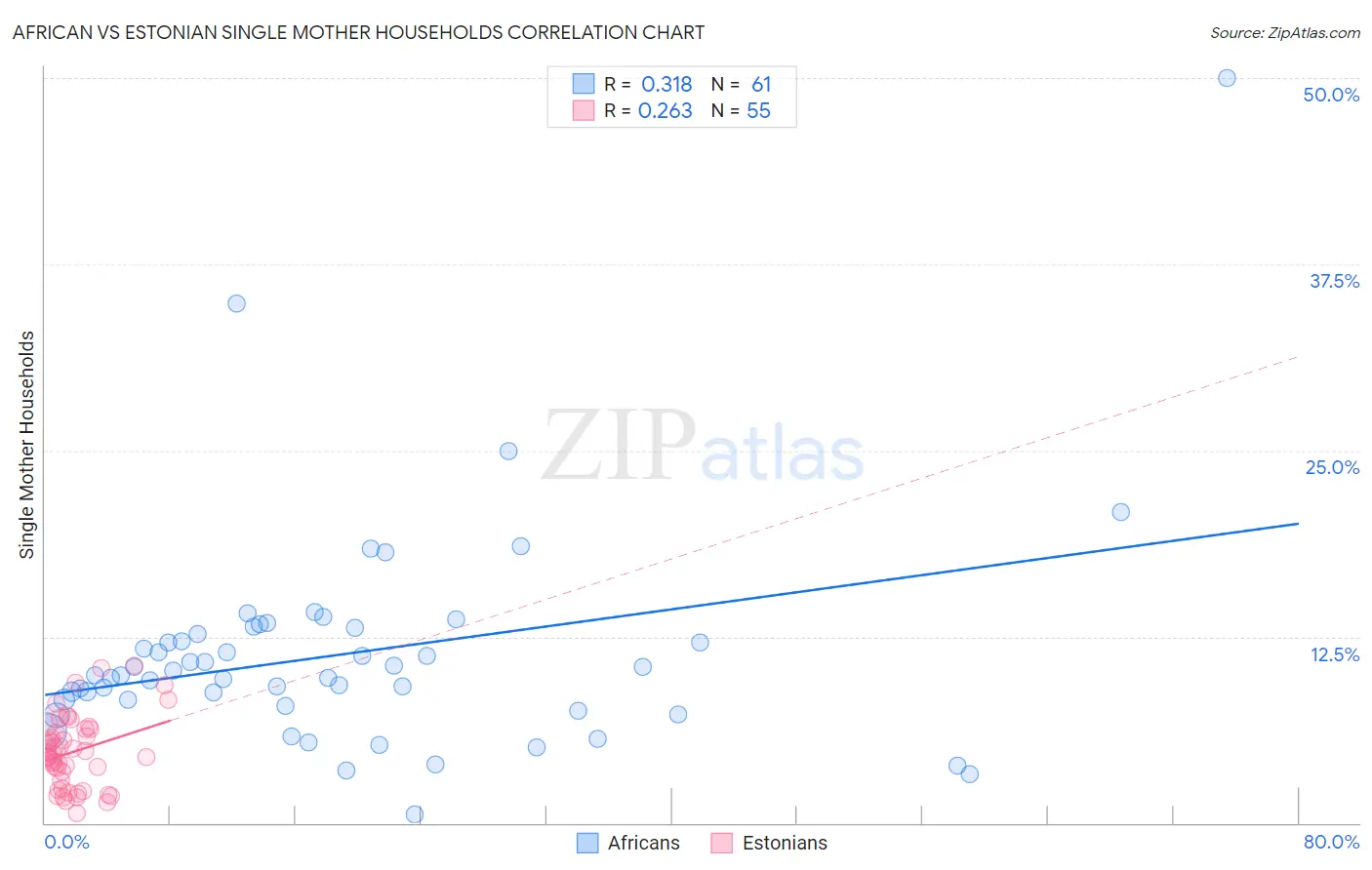 African vs Estonian Single Mother Households