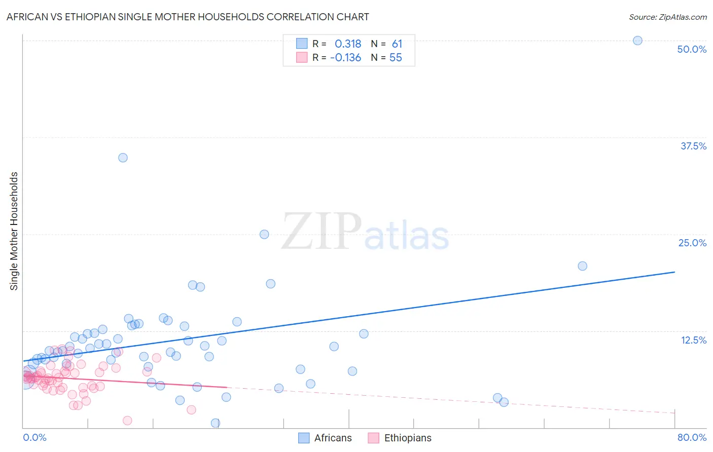 African vs Ethiopian Single Mother Households