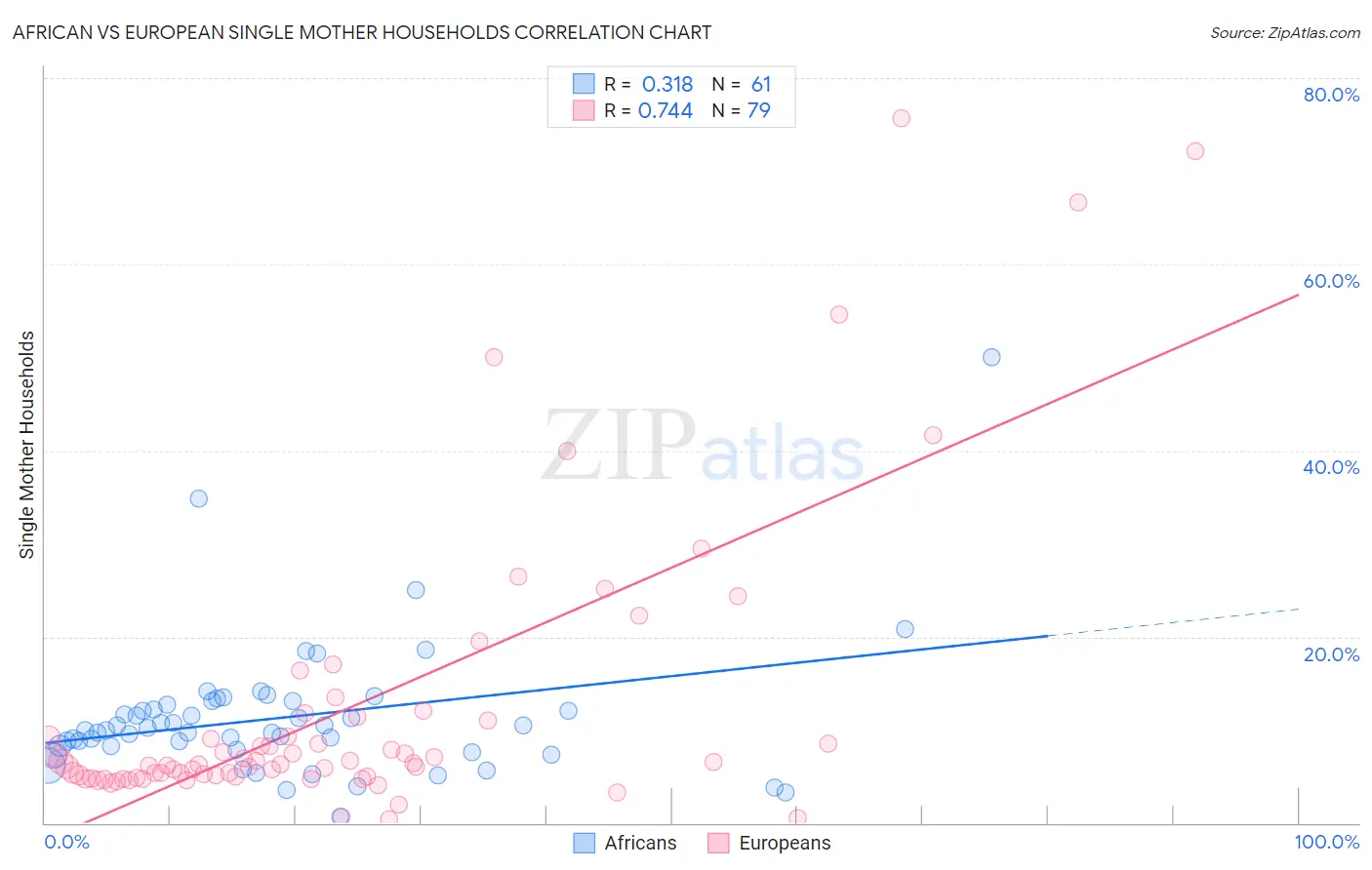 African vs European Single Mother Households