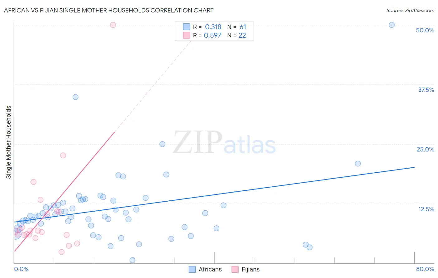 African vs Fijian Single Mother Households