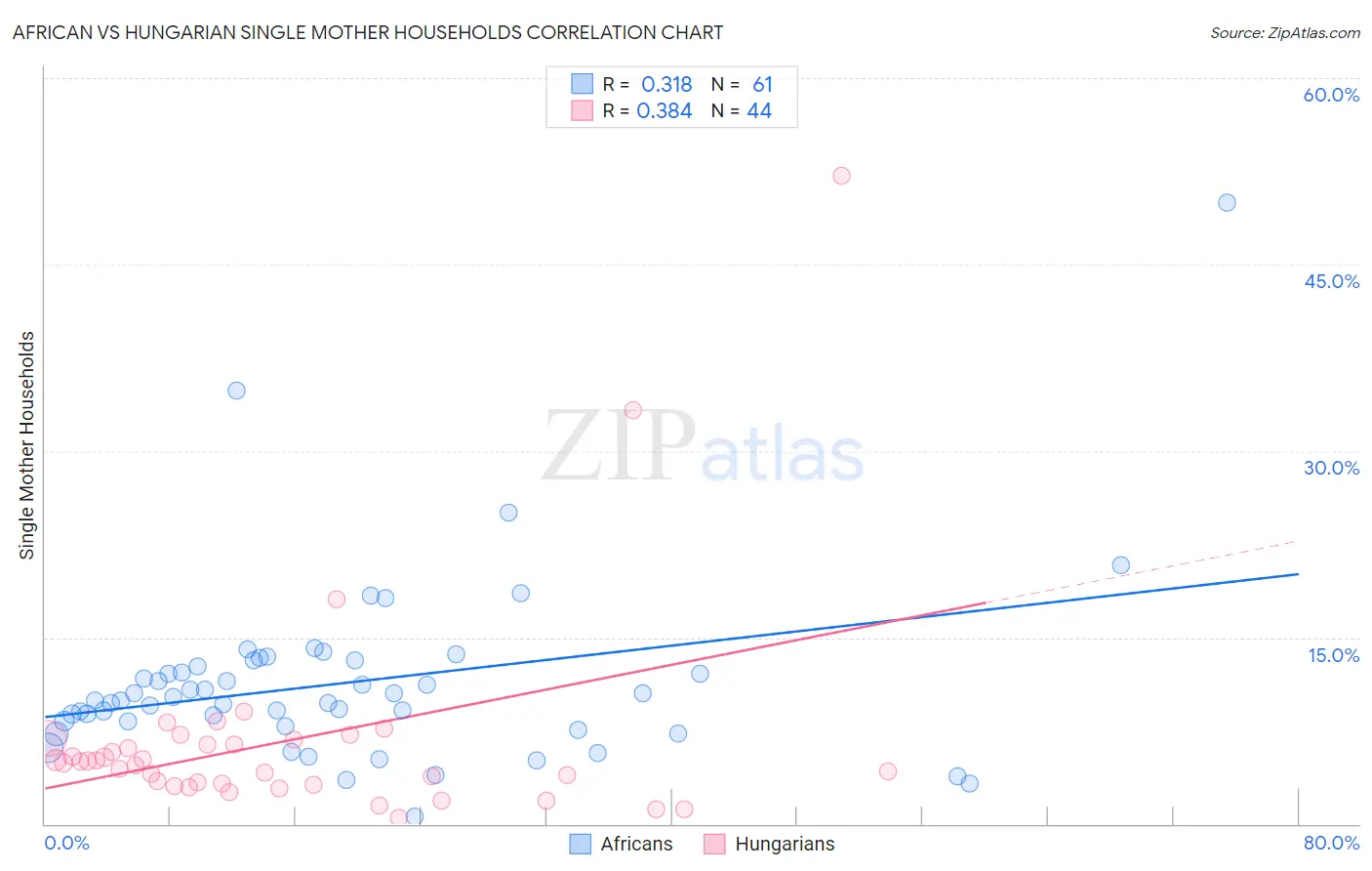 African vs Hungarian Single Mother Households