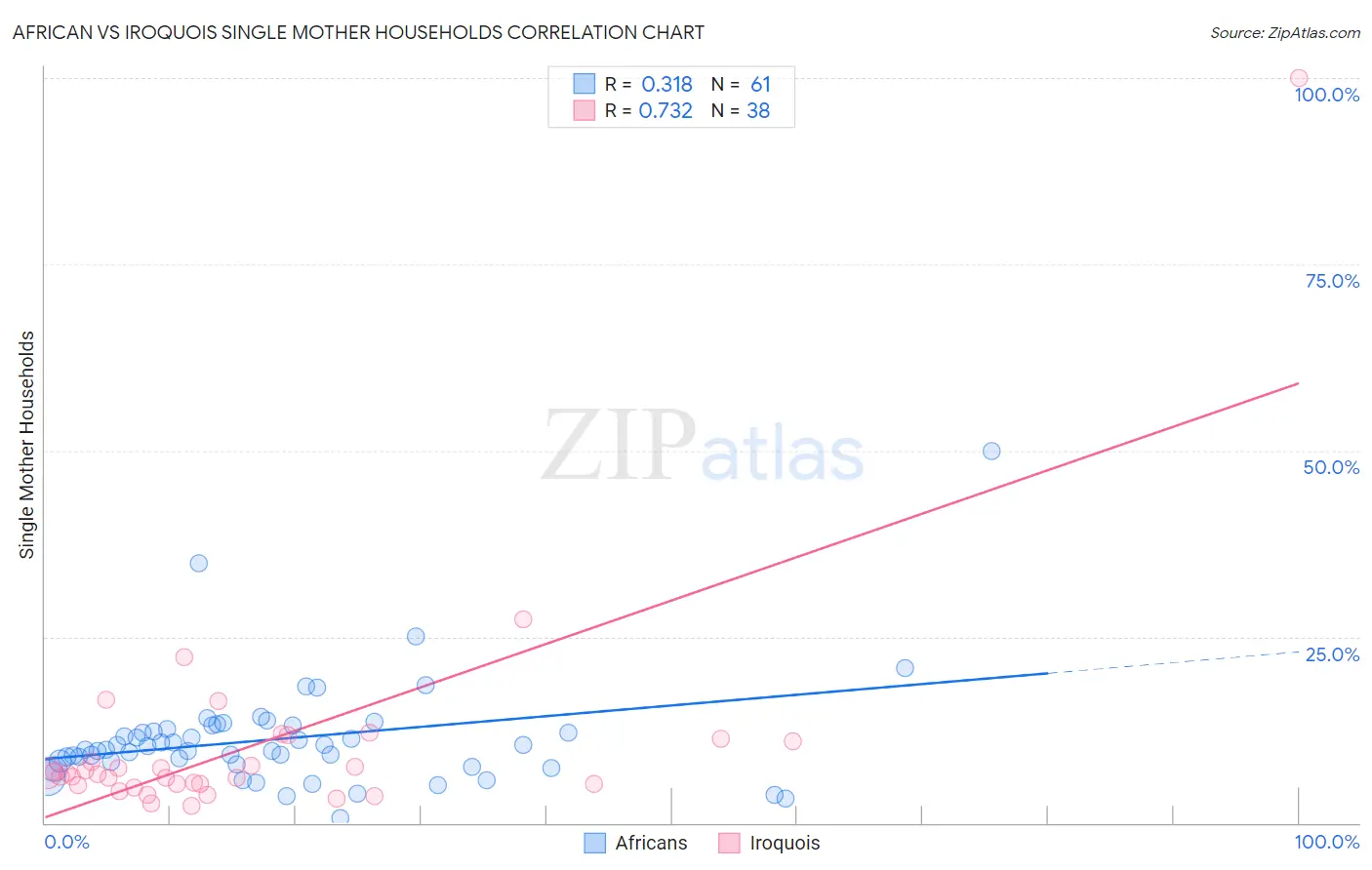 African vs Iroquois Single Mother Households