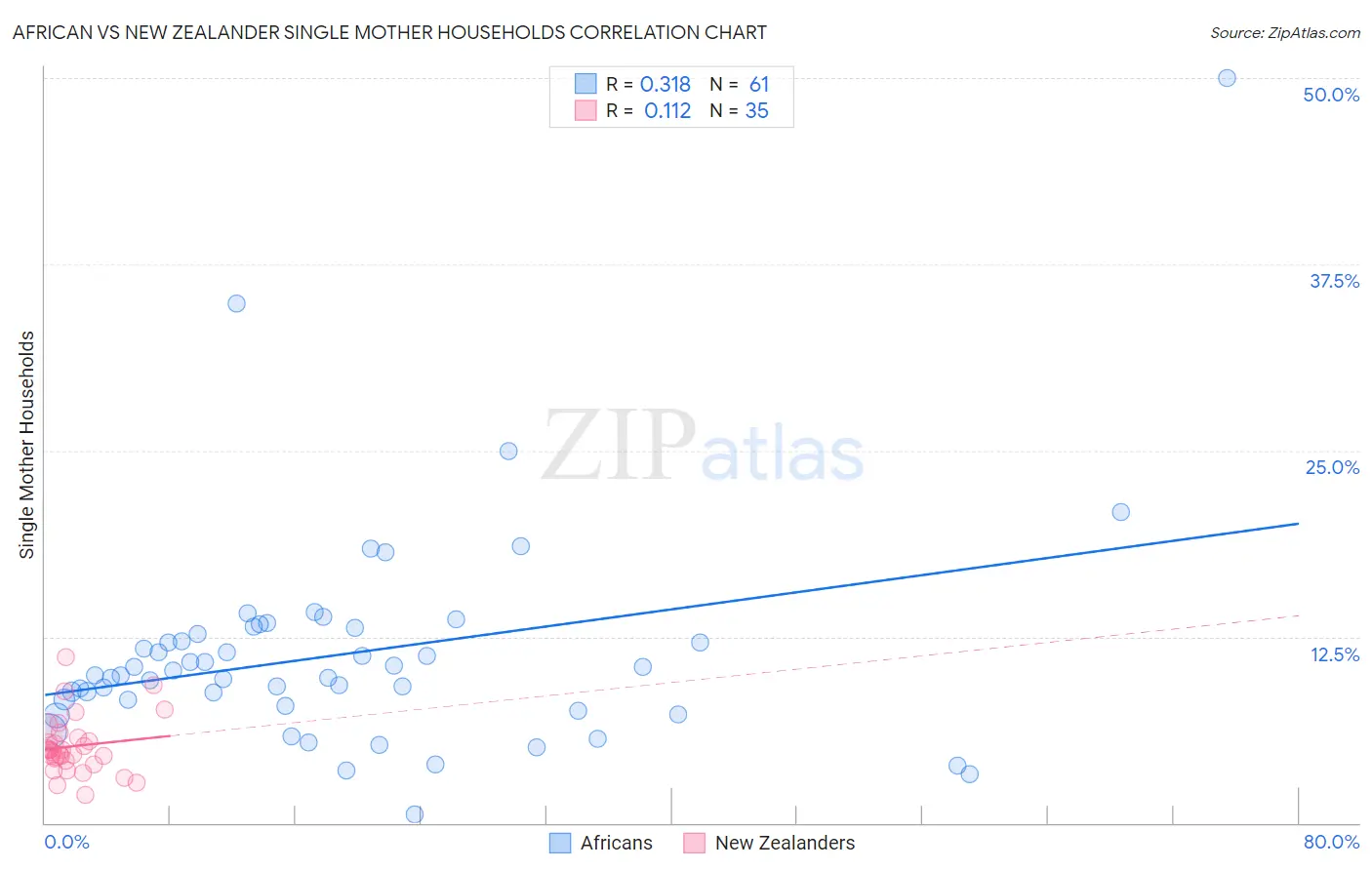 African vs New Zealander Single Mother Households