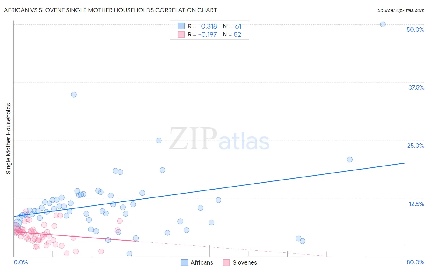 African vs Slovene Single Mother Households