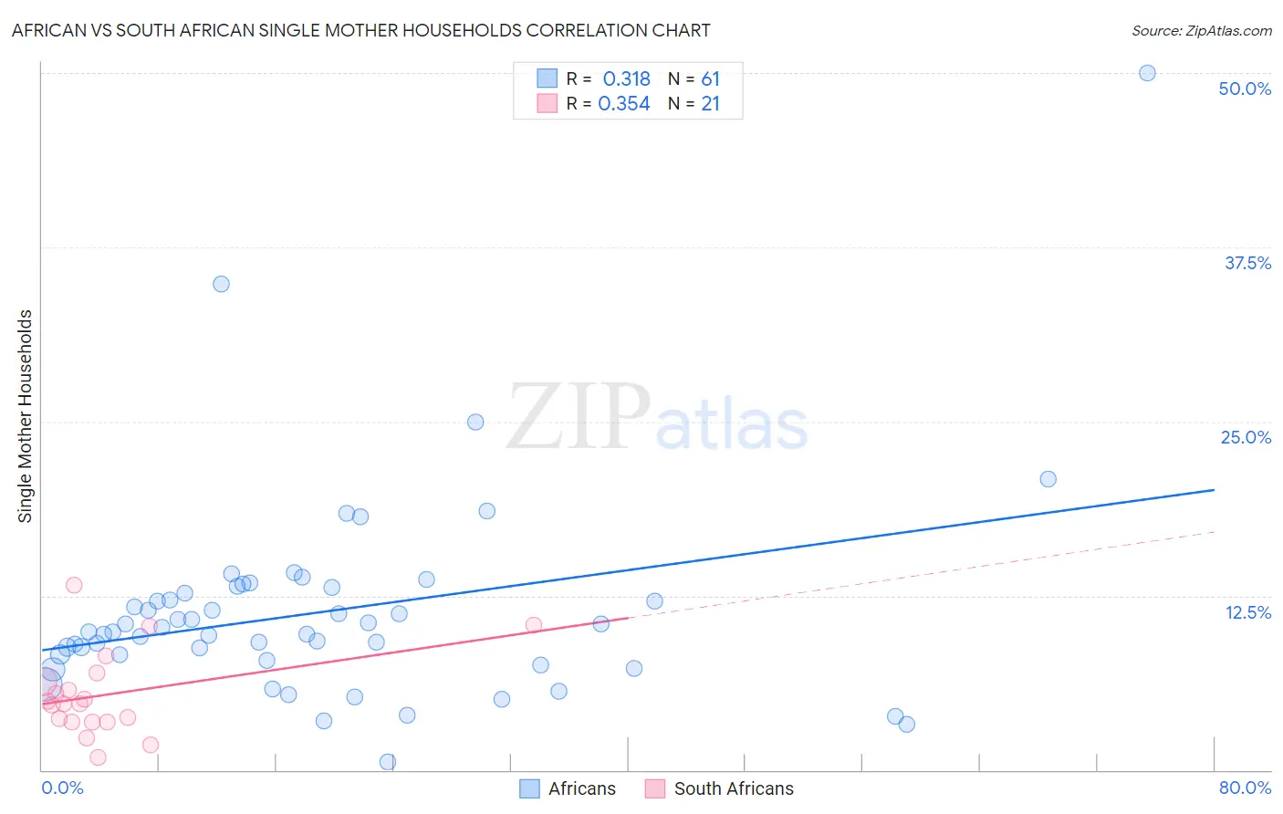 African vs South African Single Mother Households