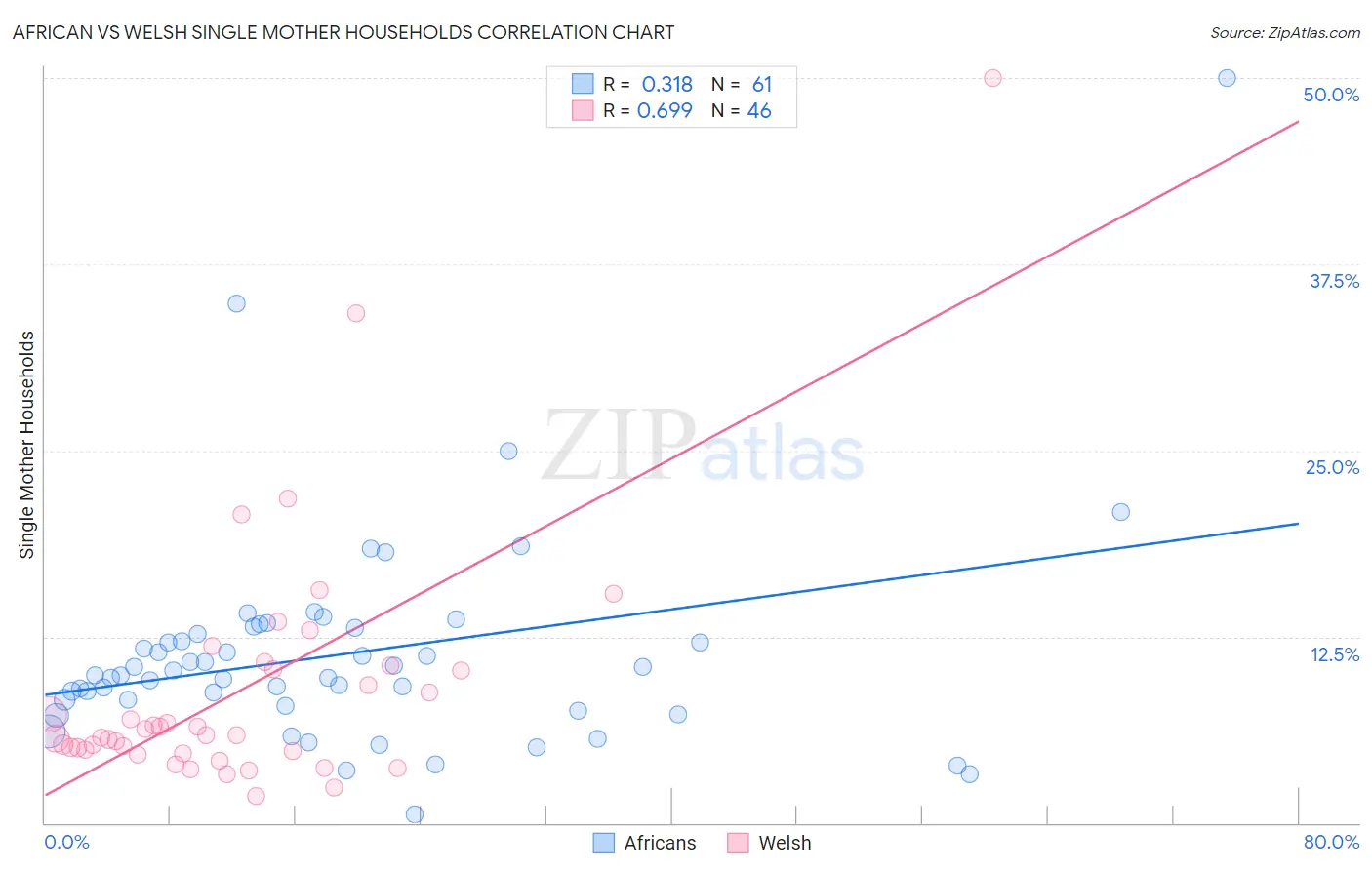 African vs Welsh Single Mother Households