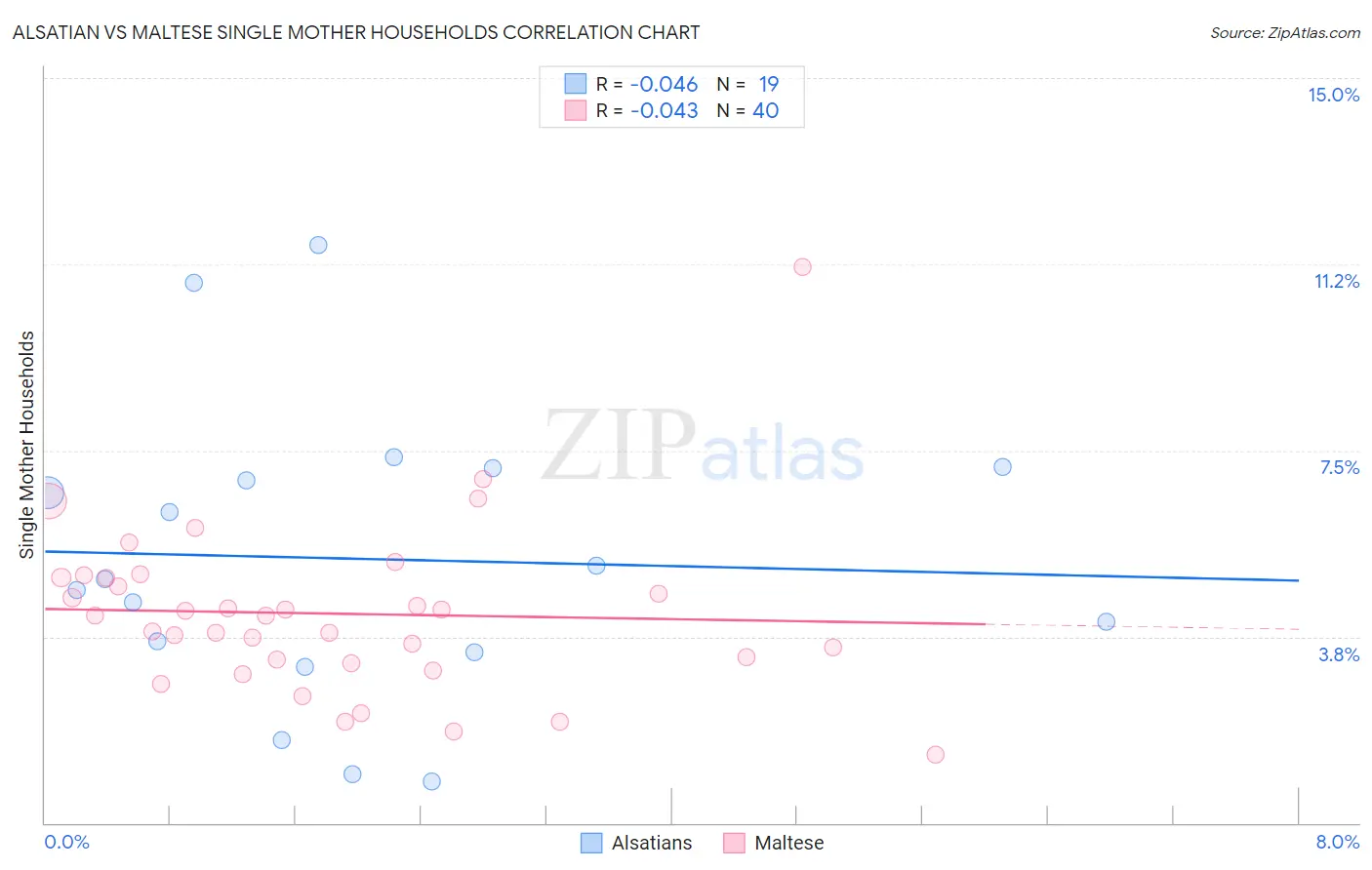 Alsatian vs Maltese Single Mother Households