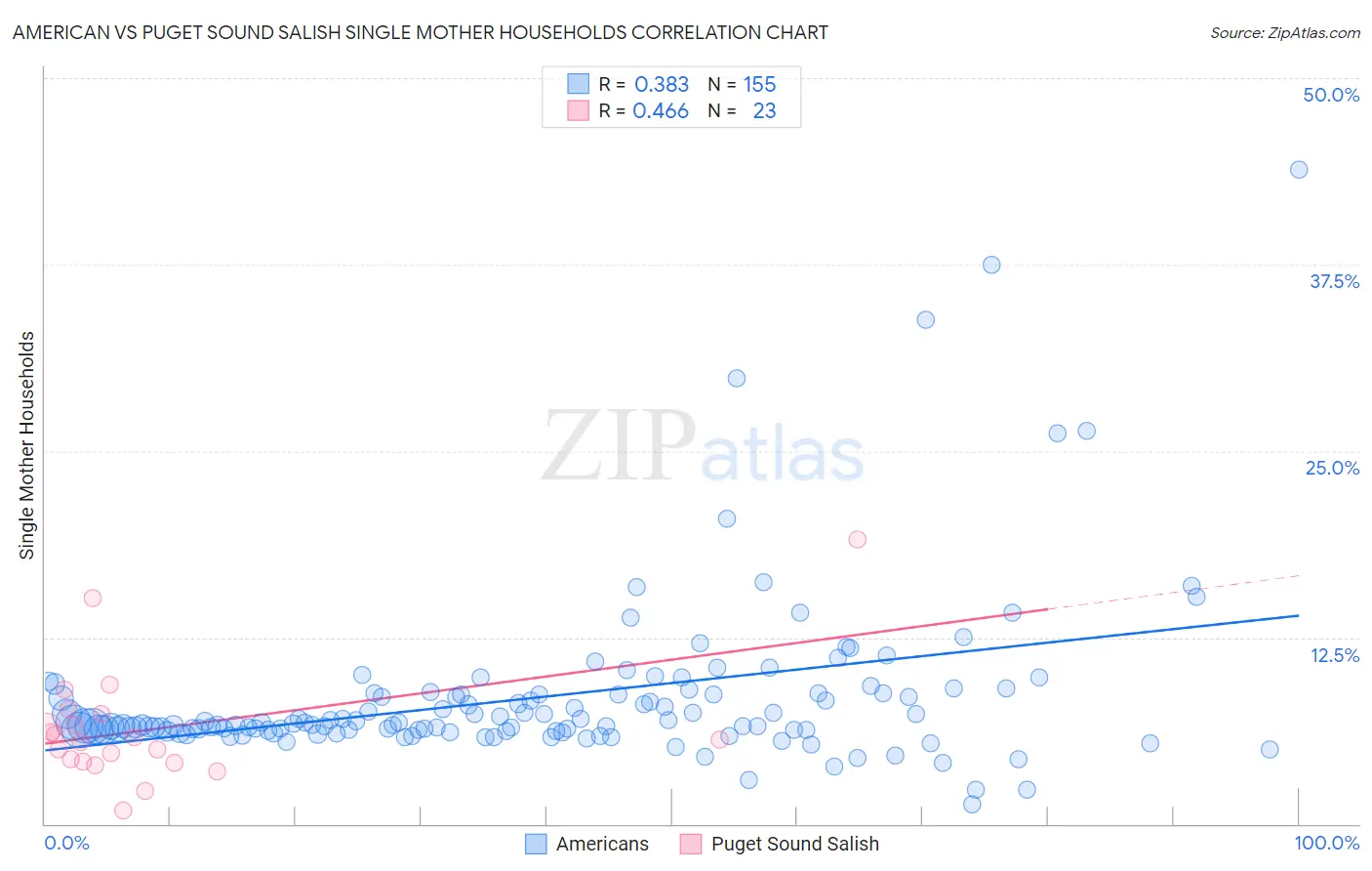 American vs Puget Sound Salish Single Mother Households