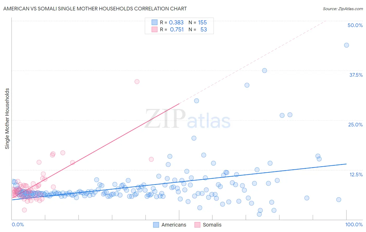 American vs Somali Single Mother Households