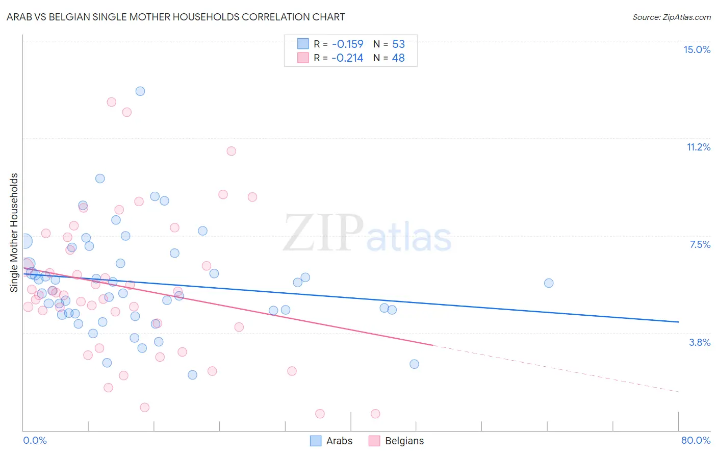 Arab vs Belgian Single Mother Households