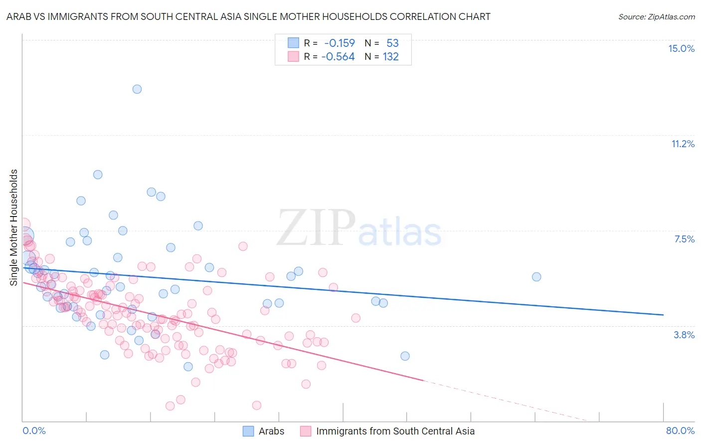 Arab vs Immigrants from South Central Asia Single Mother Households
