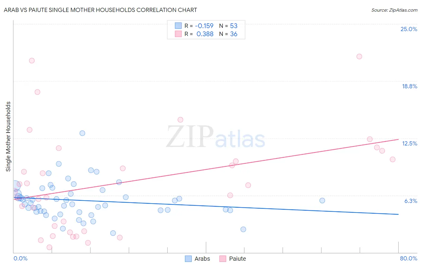 Arab vs Paiute Single Mother Households