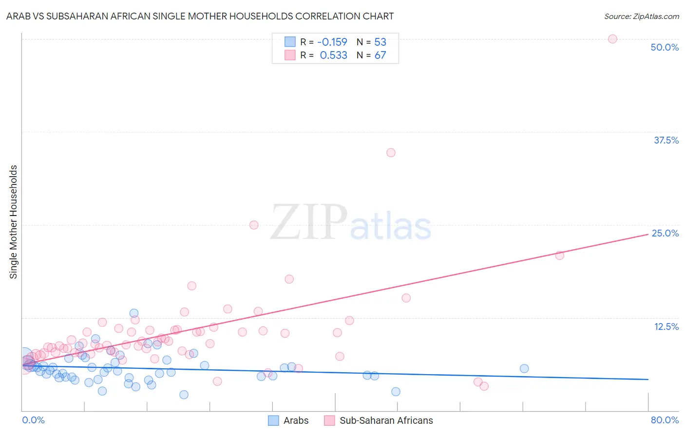 Arab vs Subsaharan African Single Mother Households
