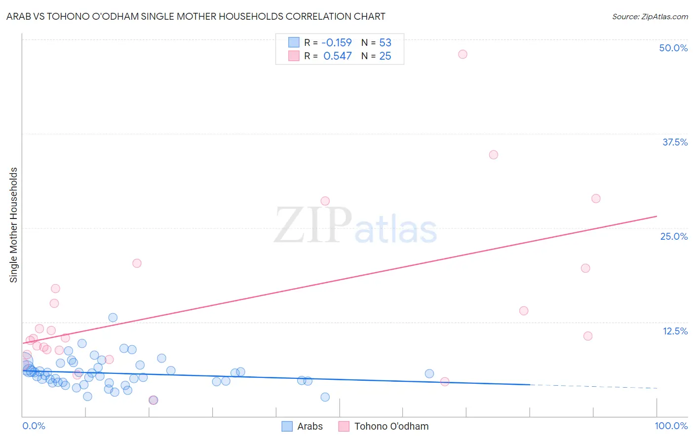 Arab vs Tohono O'odham Single Mother Households