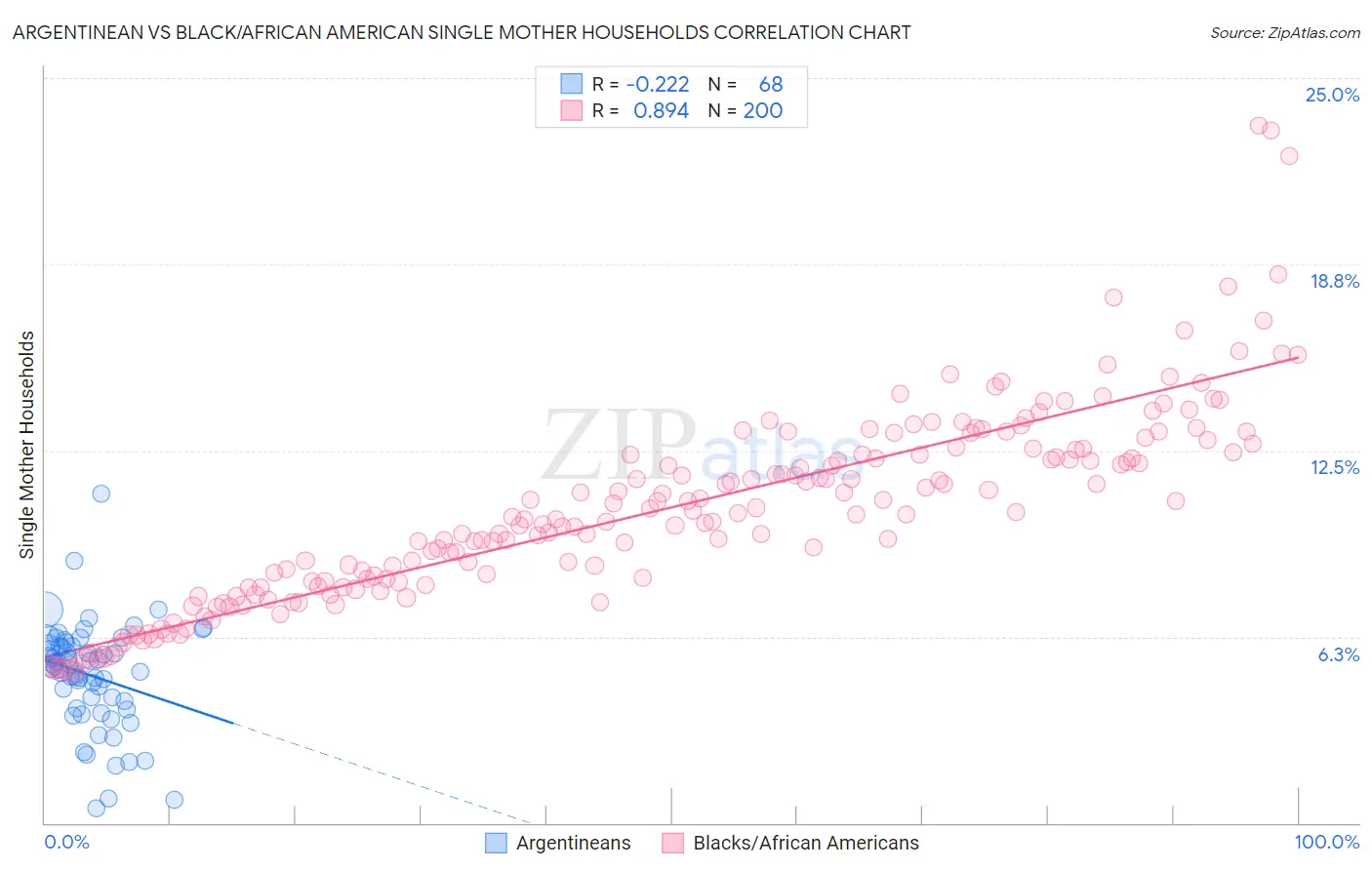 Argentinean vs Black/African American Single Mother Households