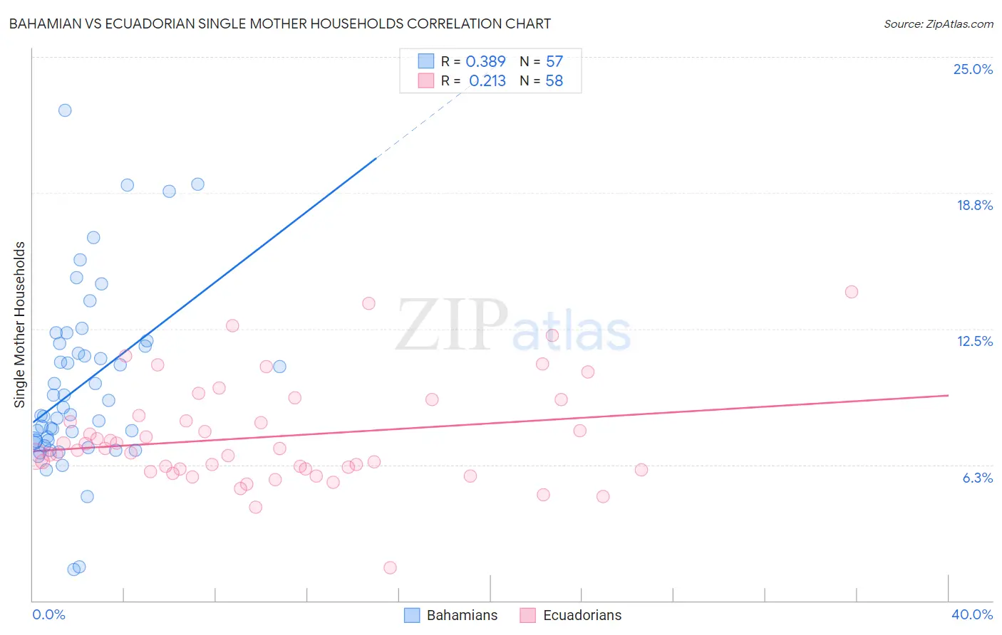 Bahamian vs Ecuadorian Single Mother Households