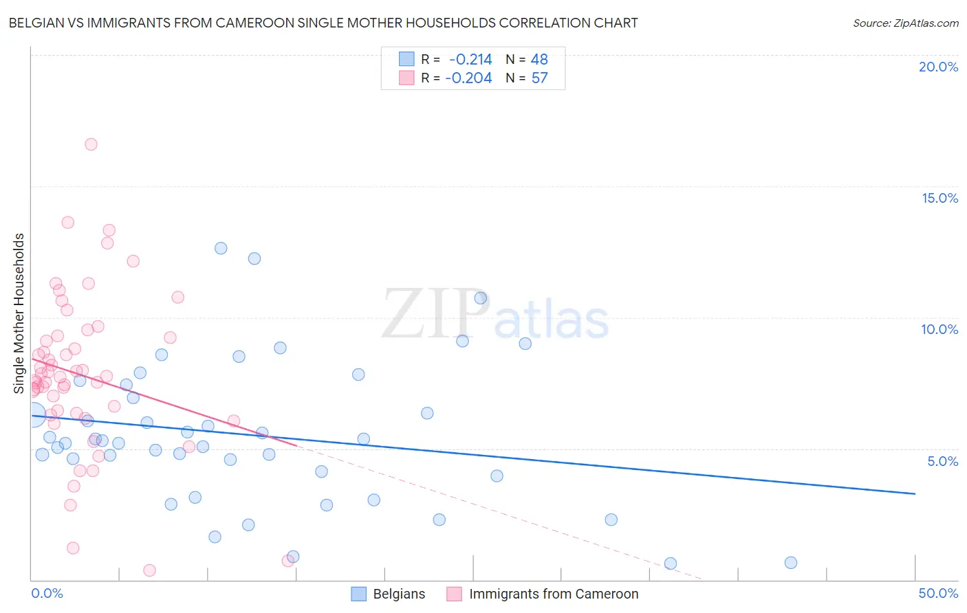 Belgian vs Immigrants from Cameroon Single Mother Households