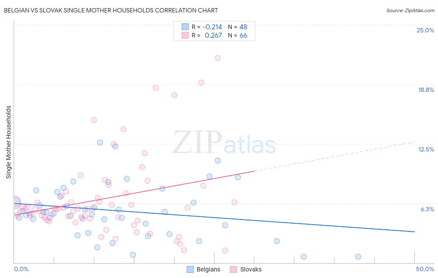 Belgian vs Slovak Single Mother Households