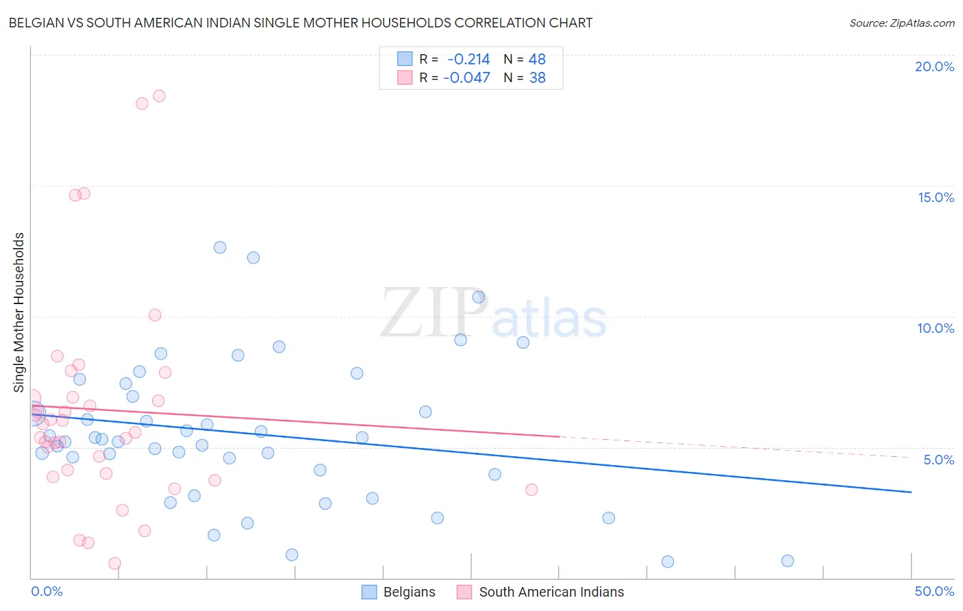 Belgian vs South American Indian Single Mother Households