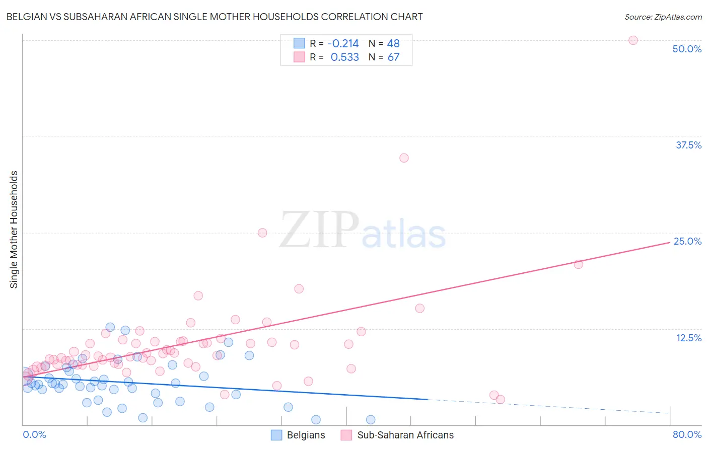 Belgian vs Subsaharan African Single Mother Households