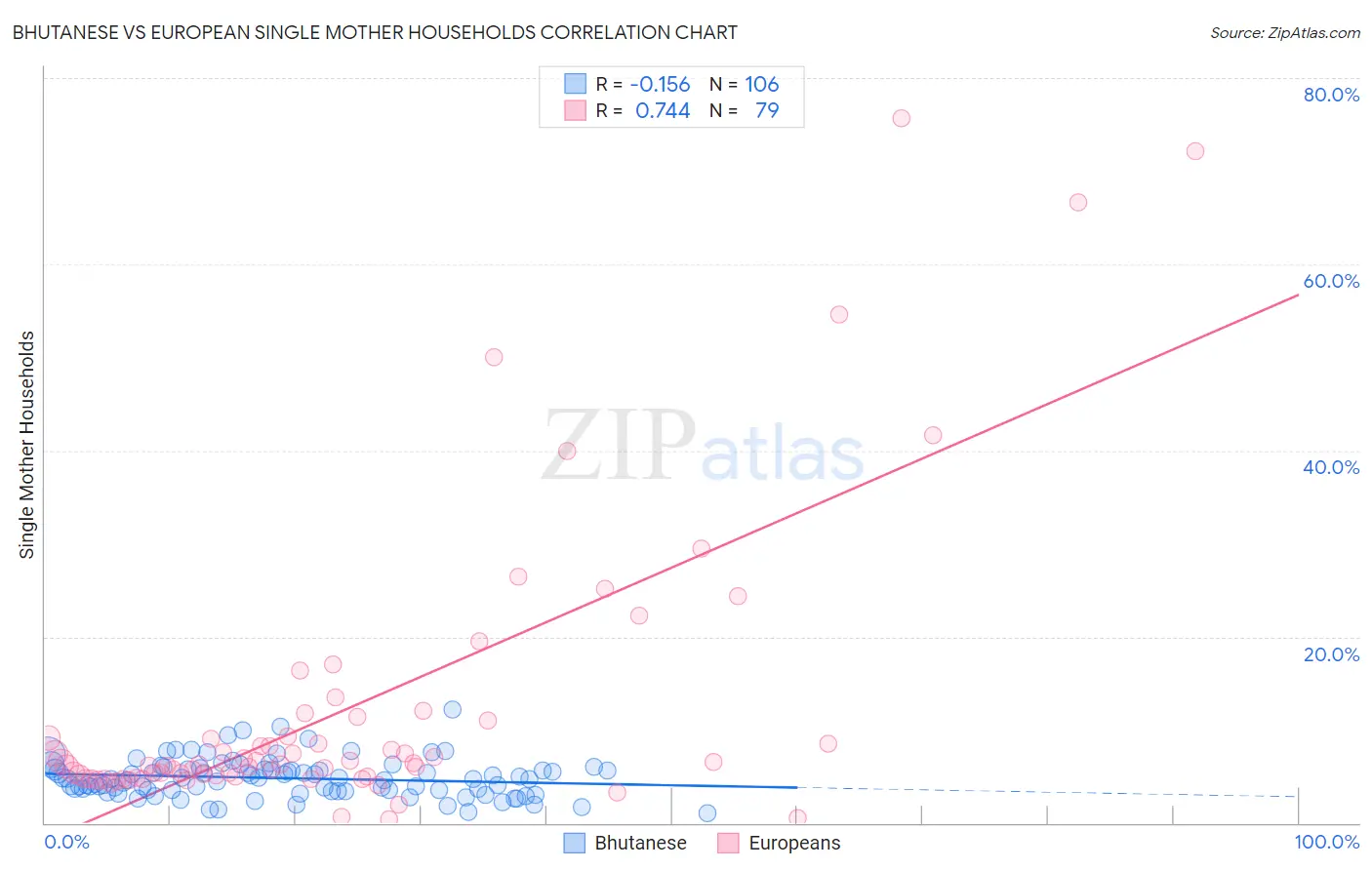 Bhutanese vs European Single Mother Households