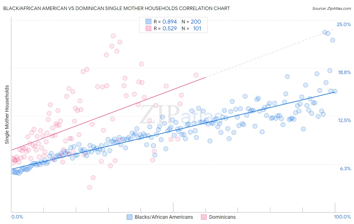 Black/African American vs Dominican Single Mother Households