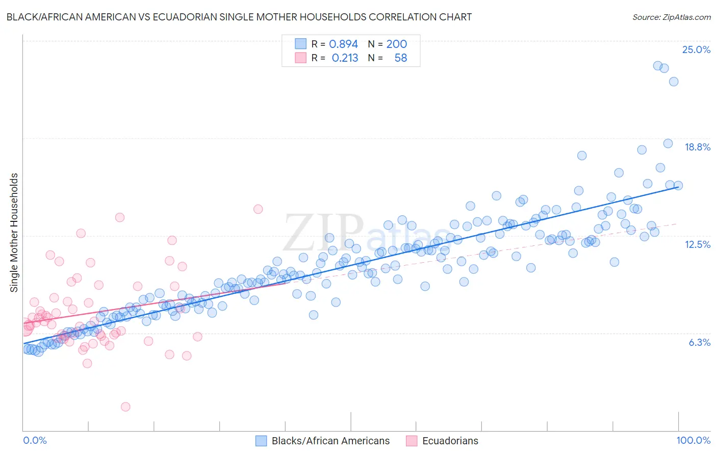 Black/African American vs Ecuadorian Single Mother Households