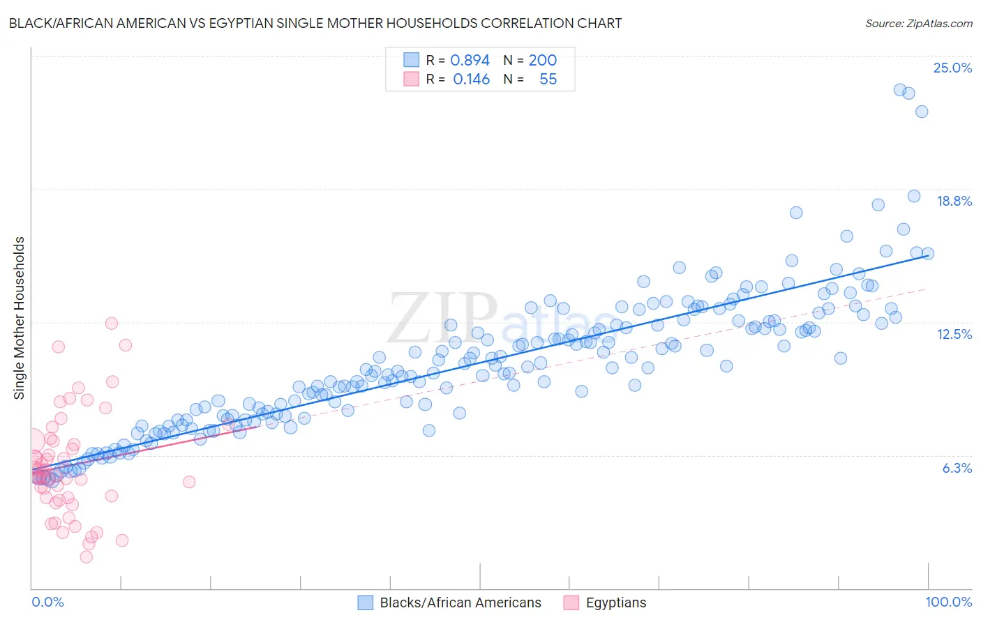 Black/African American vs Egyptian Single Mother Households