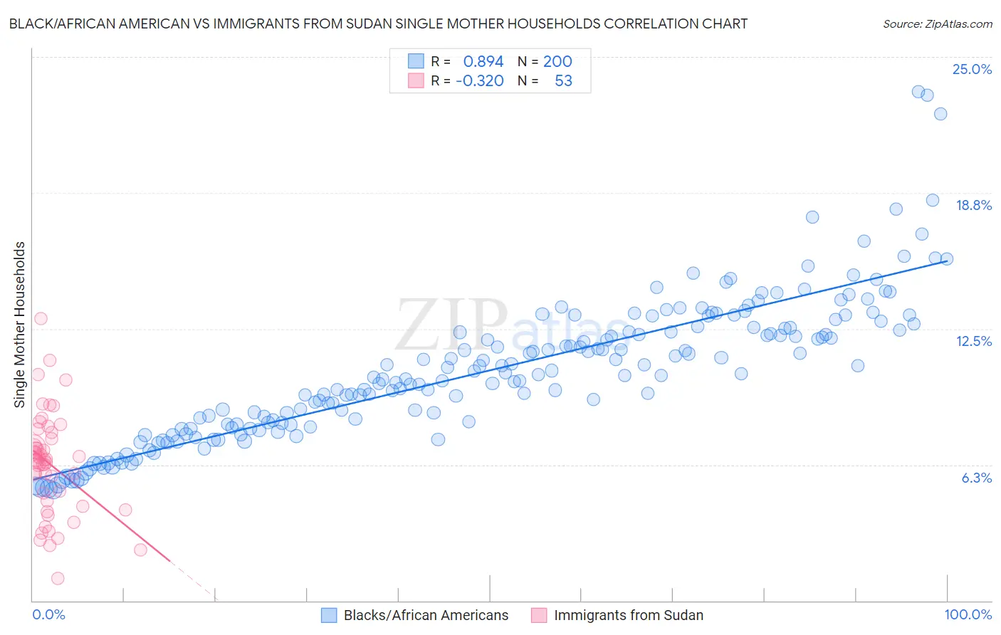 Black/African American vs Immigrants from Sudan Single Mother Households