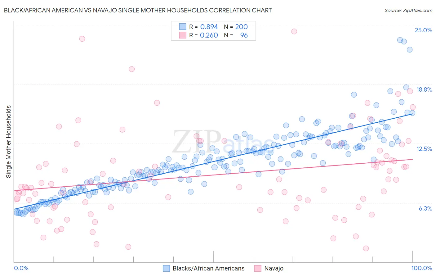 Black/African American vs Navajo Single Mother Households