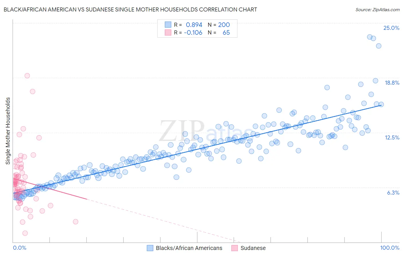 Black/African American vs Sudanese Single Mother Households