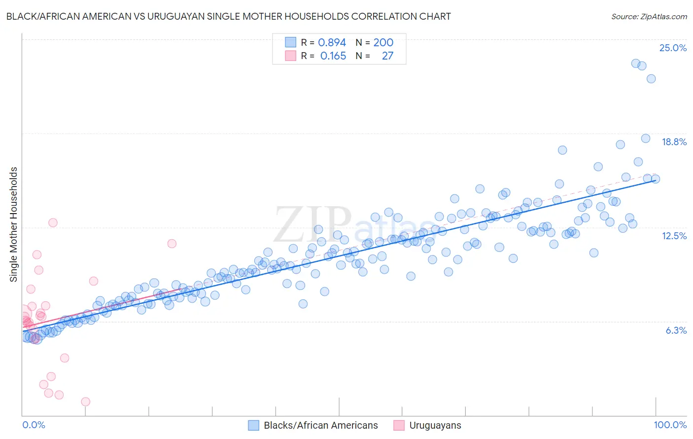 Black/African American vs Uruguayan Single Mother Households