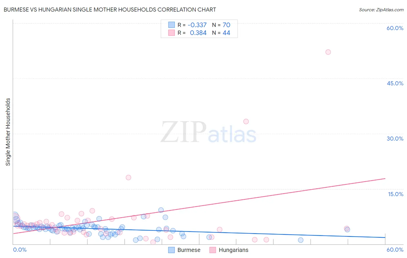 Burmese vs Hungarian Single Mother Households