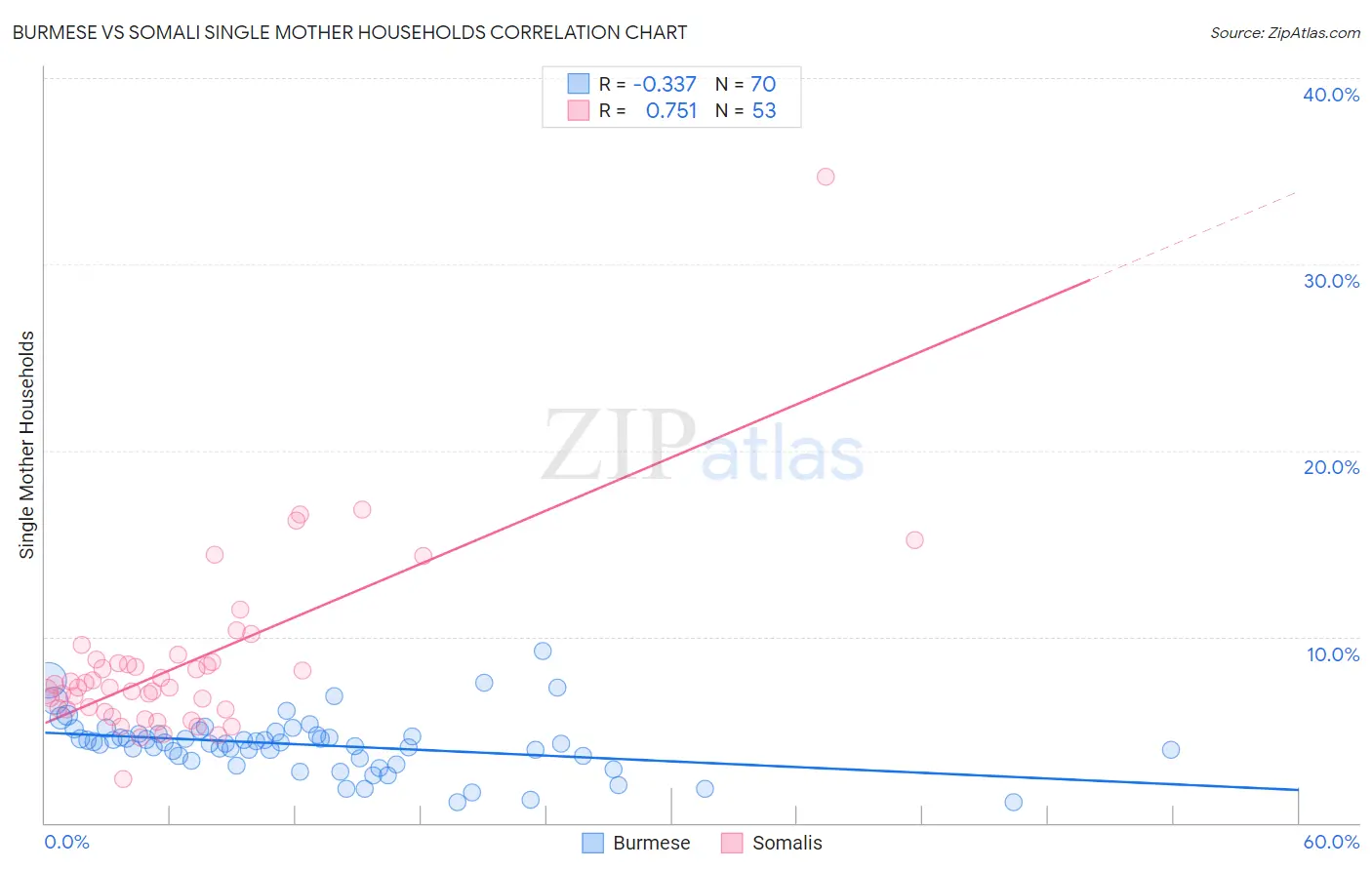 Burmese vs Somali Single Mother Households