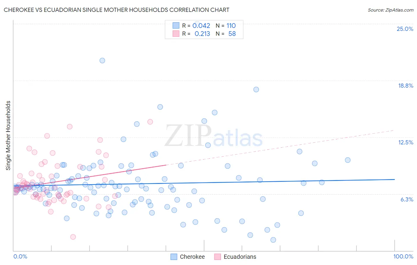 Cherokee vs Ecuadorian Single Mother Households
