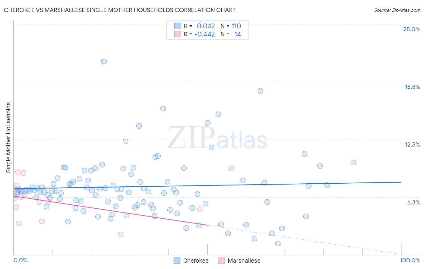 Cherokee vs Marshallese Single Mother Households