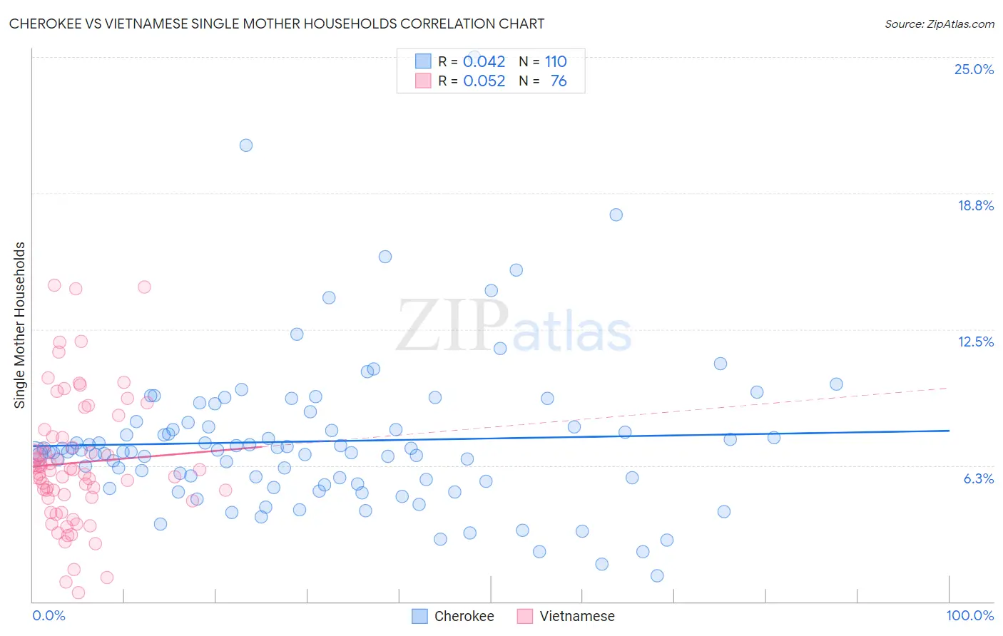 Cherokee vs Vietnamese Single Mother Households