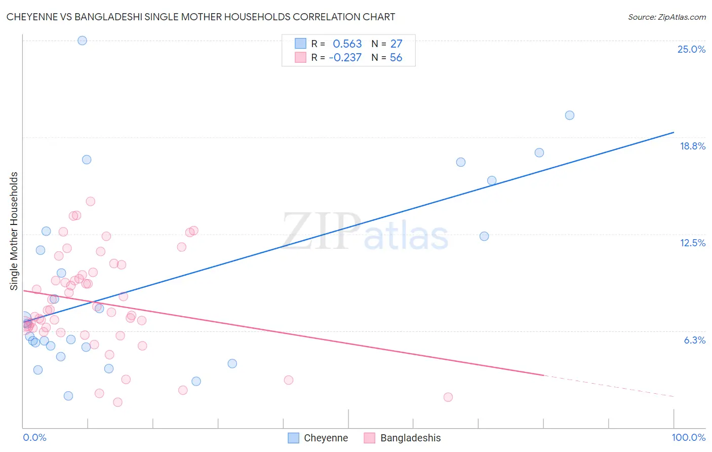 Cheyenne vs Bangladeshi Single Mother Households