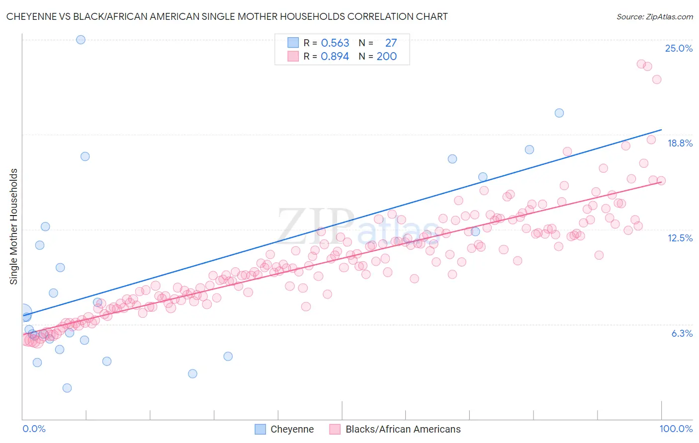 Cheyenne vs Black/African American Single Mother Households