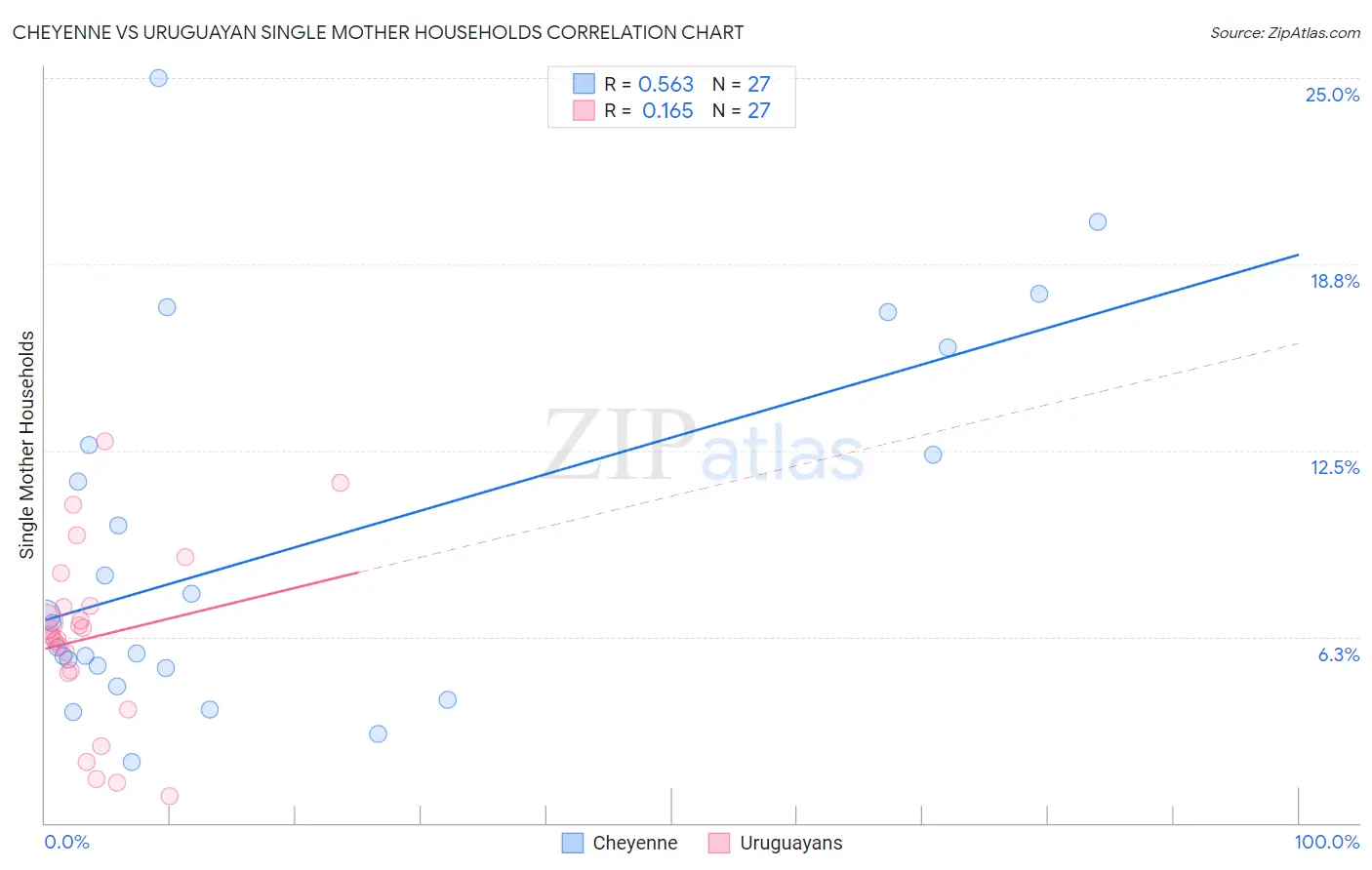 Cheyenne vs Uruguayan Single Mother Households