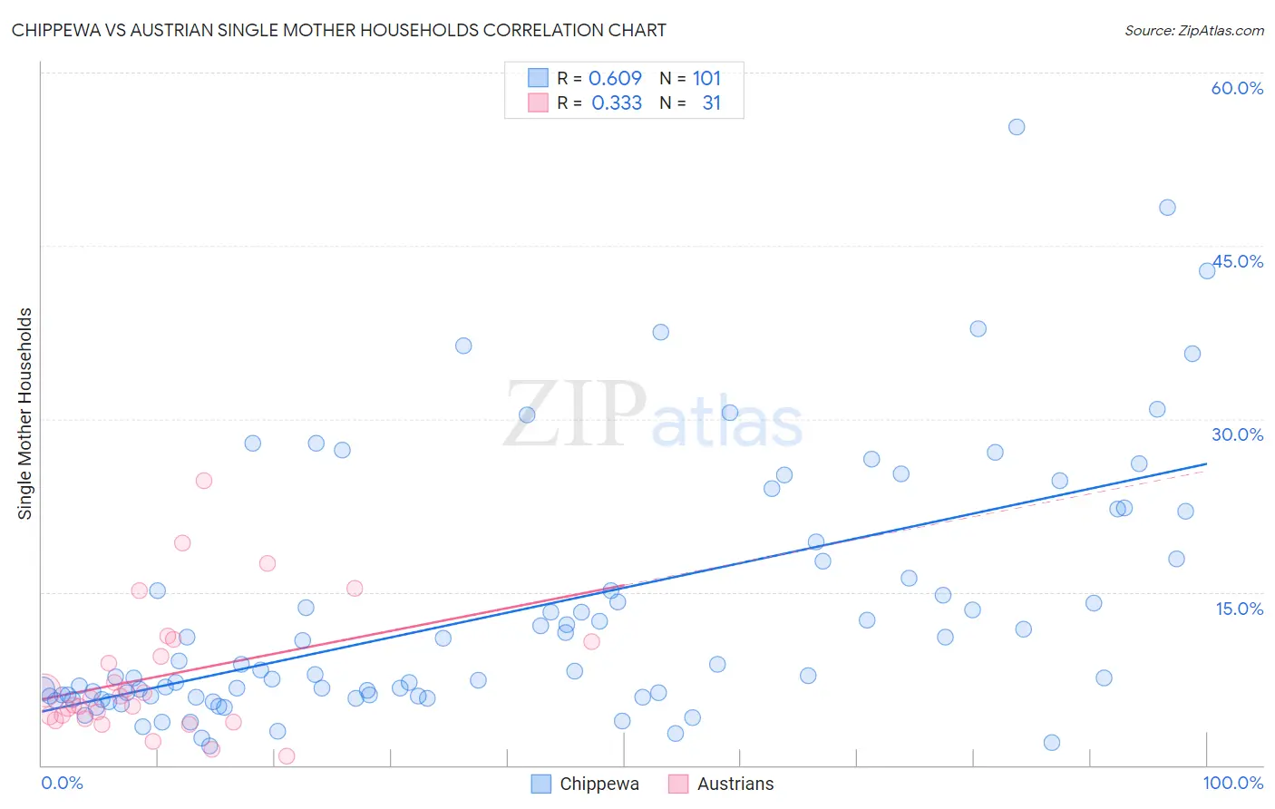 Chippewa vs Austrian Single Mother Households