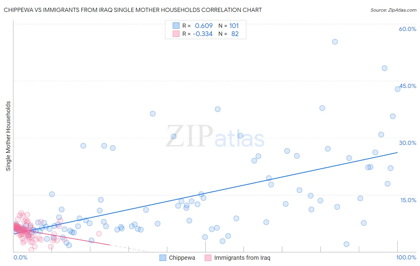Chippewa vs Immigrants from Iraq Single Mother Households
