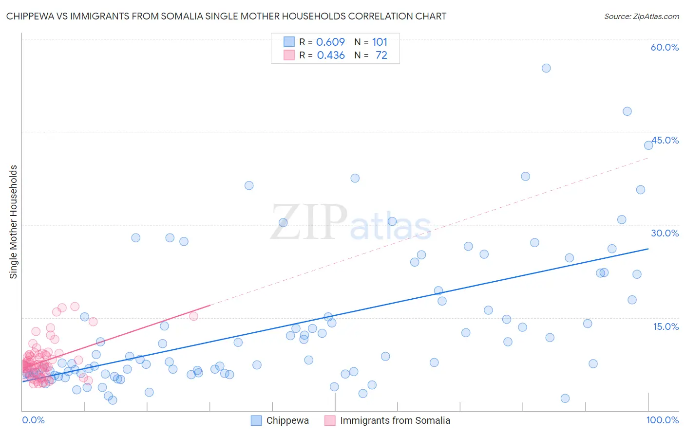 Chippewa vs Immigrants from Somalia Single Mother Households