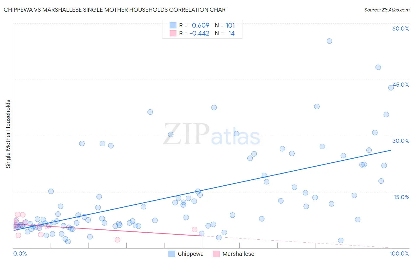 Chippewa vs Marshallese Single Mother Households