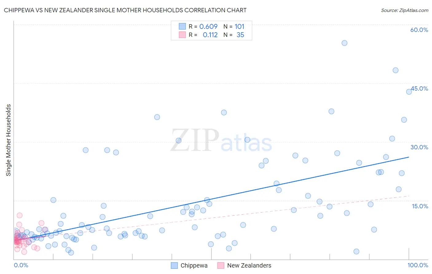 Chippewa vs New Zealander Single Mother Households