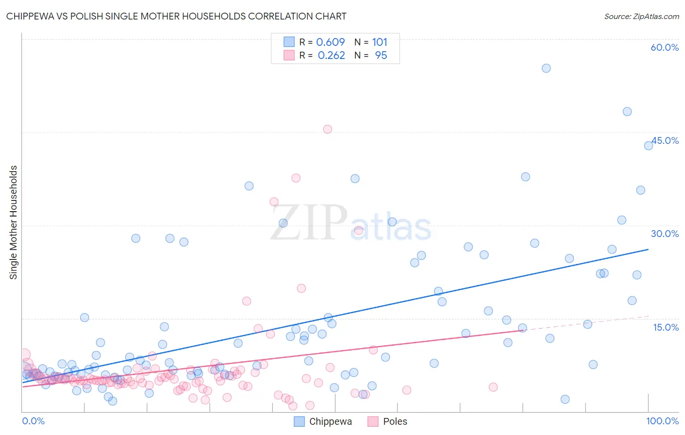 Chippewa vs Polish Single Mother Households