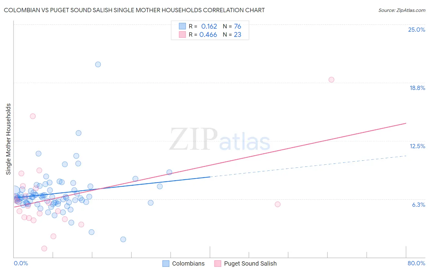 Colombian vs Puget Sound Salish Single Mother Households