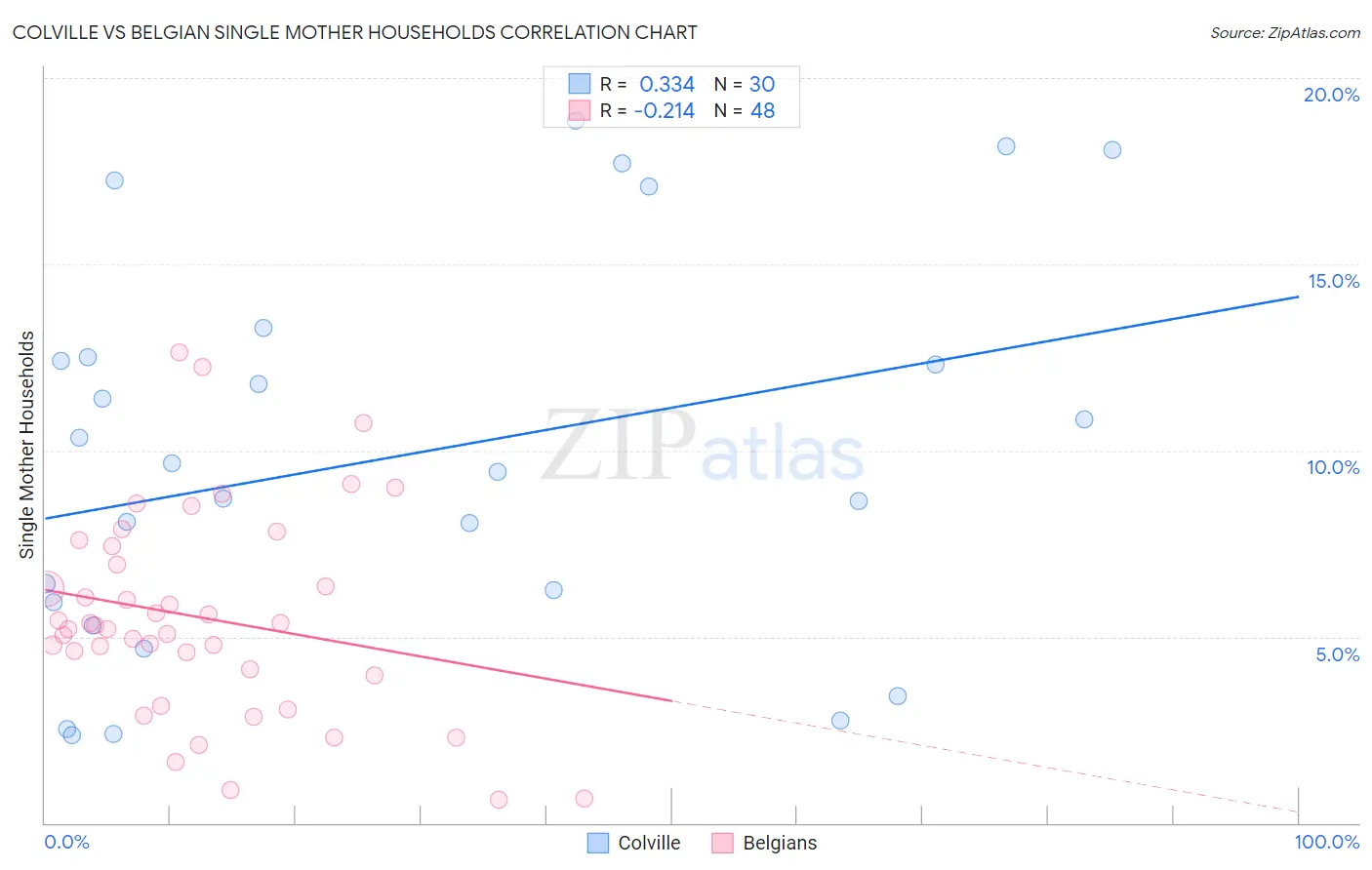 Colville vs Belgian Single Mother Households